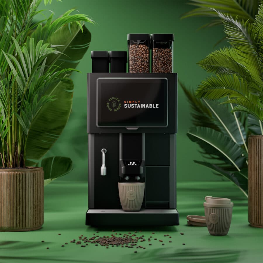 Render vooraanzicht duurzaamheid espresso machine